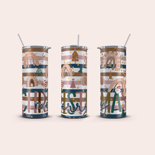 MERRY CHRISTMAS BOHO TUMBLER.
